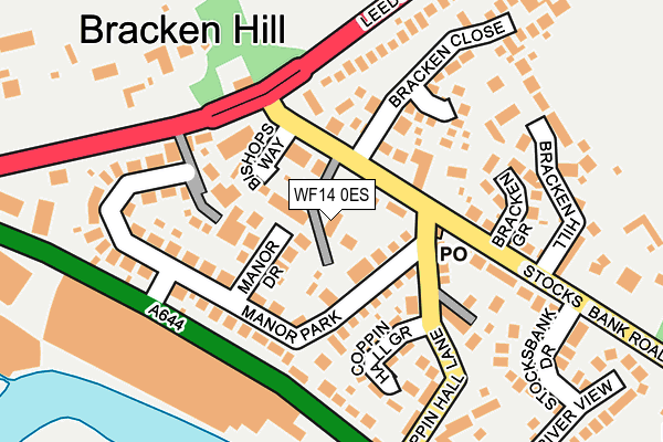 WF14 0ES map - OS OpenMap – Local (Ordnance Survey)