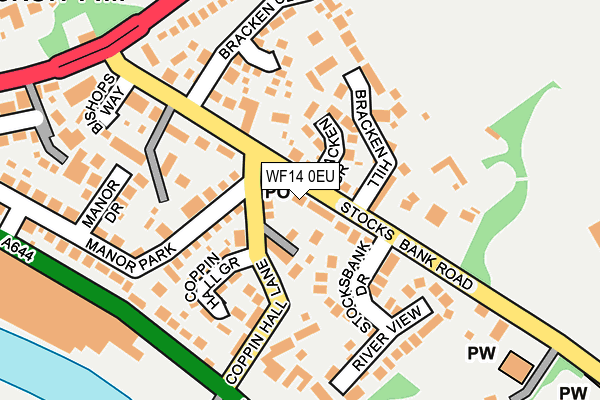 WF14 0EU map - OS OpenMap – Local (Ordnance Survey)