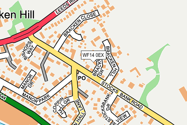 WF14 0EX map - OS OpenMap – Local (Ordnance Survey)