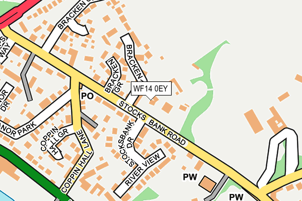 WF14 0EY map - OS OpenMap – Local (Ordnance Survey)