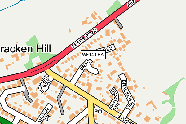 WF14 0HA map - OS OpenMap – Local (Ordnance Survey)