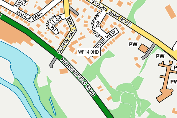 WF14 0HD map - OS OpenMap – Local (Ordnance Survey)