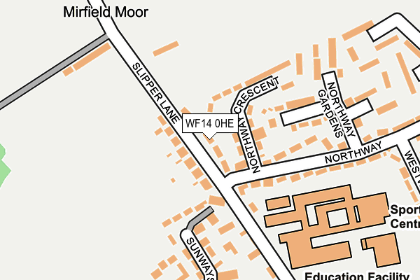 WF14 0HE map - OS OpenMap – Local (Ordnance Survey)