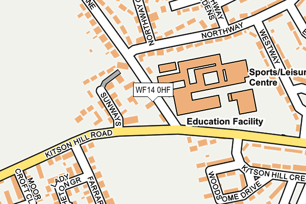 WF14 0HF map - OS OpenMap – Local (Ordnance Survey)