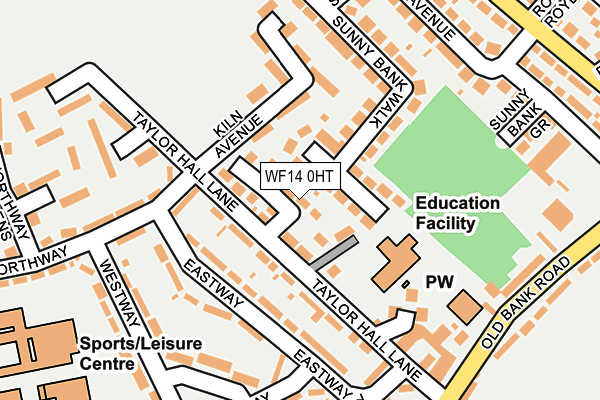 WF14 0HT map - OS OpenMap – Local (Ordnance Survey)