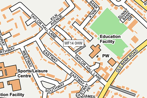 WF14 0HW map - OS OpenMap – Local (Ordnance Survey)