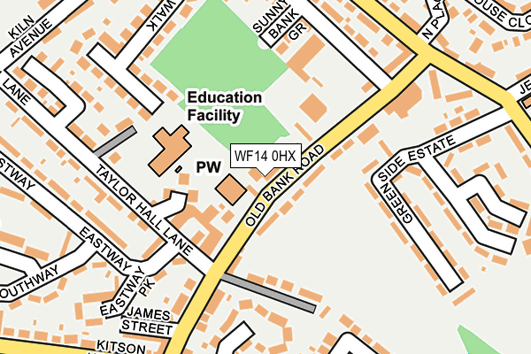 WF14 0HX map - OS OpenMap – Local (Ordnance Survey)