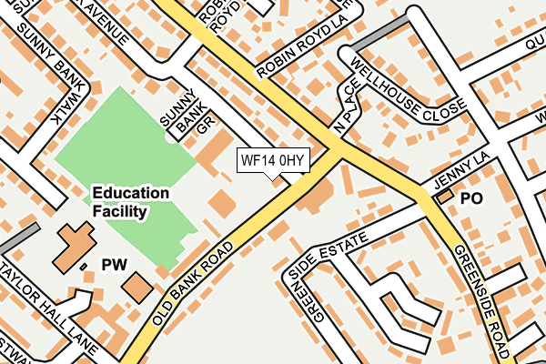 WF14 0HY map - OS OpenMap – Local (Ordnance Survey)