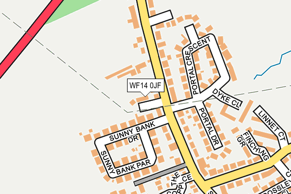 WF14 0JF map - OS OpenMap – Local (Ordnance Survey)