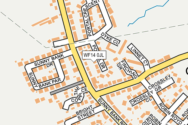 WF14 0JL map - OS OpenMap – Local (Ordnance Survey)