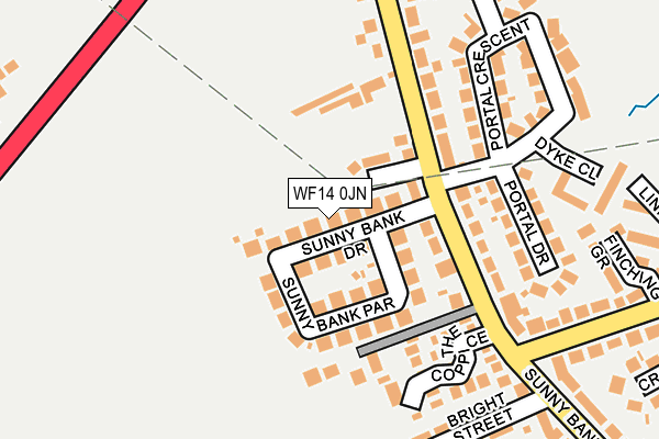 WF14 0JN map - OS OpenMap – Local (Ordnance Survey)