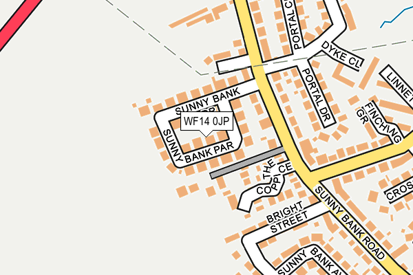 WF14 0JP map - OS OpenMap – Local (Ordnance Survey)