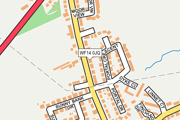 WF14 0JQ map - OS OpenMap – Local (Ordnance Survey)