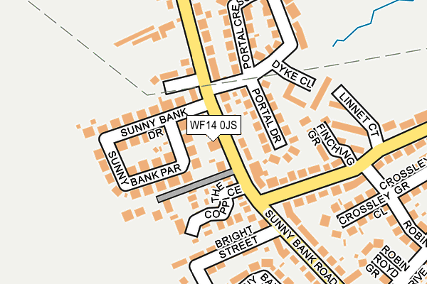 WF14 0JS map - OS OpenMap – Local (Ordnance Survey)