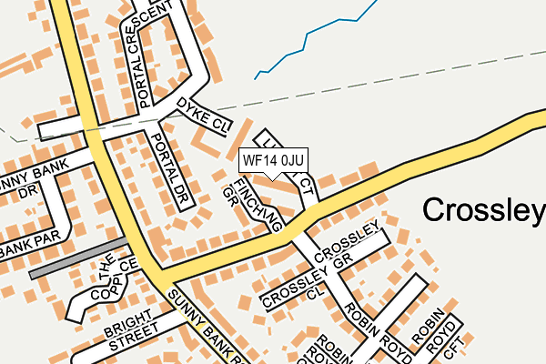 WF14 0JU map - OS OpenMap – Local (Ordnance Survey)