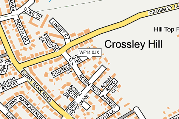 WF14 0JX map - OS OpenMap – Local (Ordnance Survey)