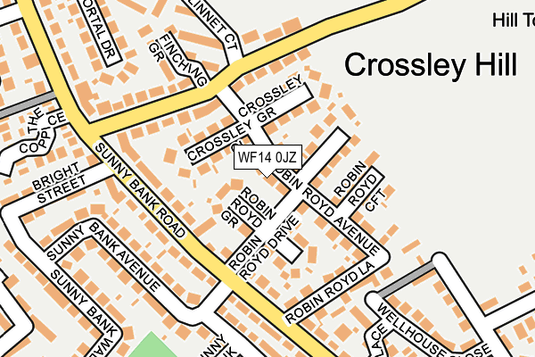 WF14 0JZ map - OS OpenMap – Local (Ordnance Survey)