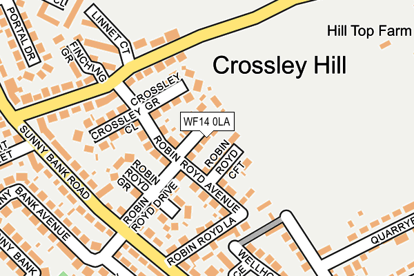 WF14 0LA map - OS OpenMap – Local (Ordnance Survey)