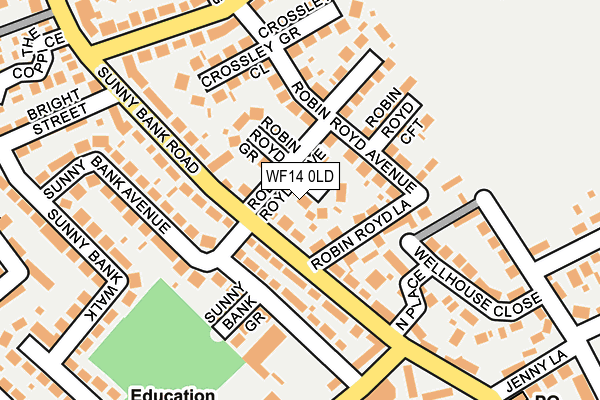 WF14 0LD map - OS OpenMap – Local (Ordnance Survey)
