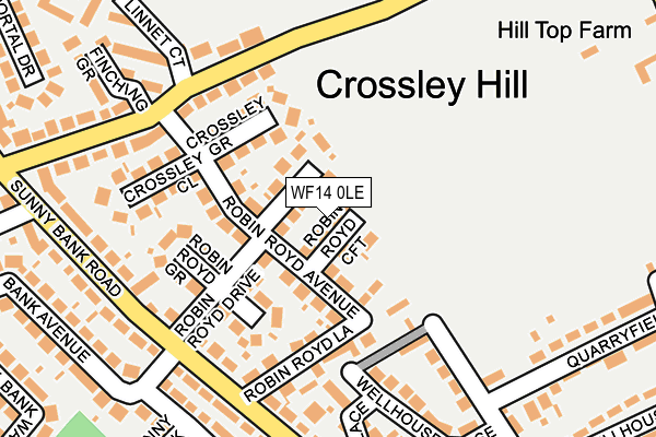 WF14 0LE map - OS OpenMap – Local (Ordnance Survey)