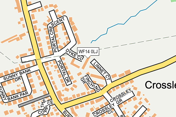 WF14 0LJ map - OS OpenMap – Local (Ordnance Survey)