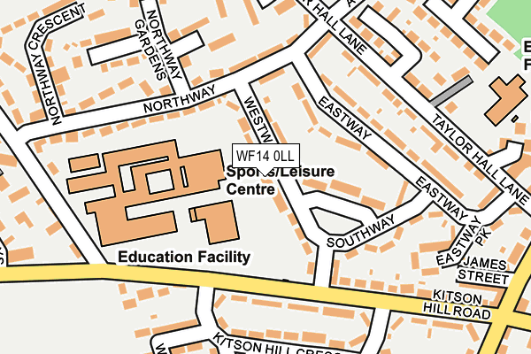 WF14 0LL map - OS OpenMap – Local (Ordnance Survey)