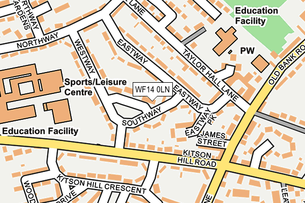 WF14 0LN map - OS OpenMap – Local (Ordnance Survey)