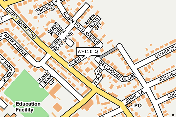 WF14 0LQ map - OS OpenMap – Local (Ordnance Survey)