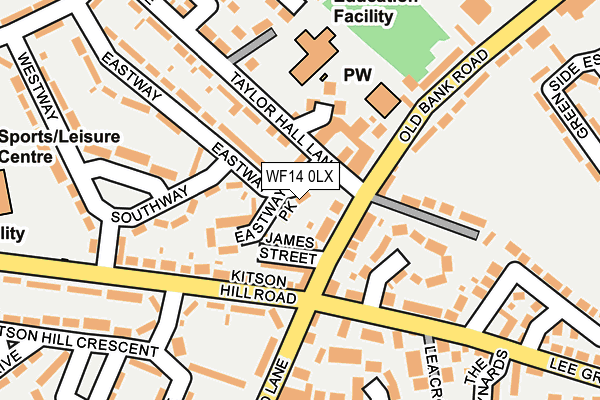 WF14 0LX map - OS OpenMap – Local (Ordnance Survey)