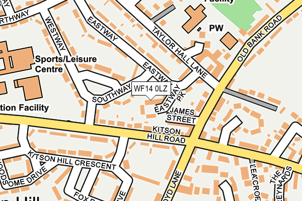 WF14 0LZ map - OS OpenMap – Local (Ordnance Survey)