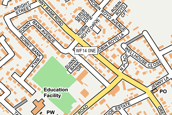 WF14 0NE map - OS OpenMap – Local (Ordnance Survey)