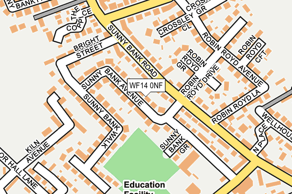 WF14 0NF map - OS OpenMap – Local (Ordnance Survey)