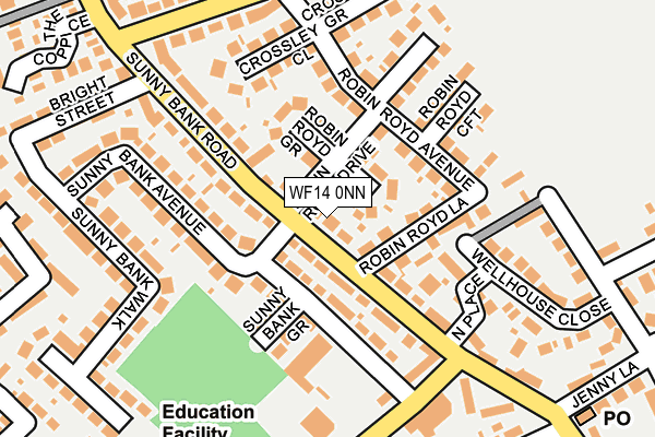 WF14 0NN map - OS OpenMap – Local (Ordnance Survey)