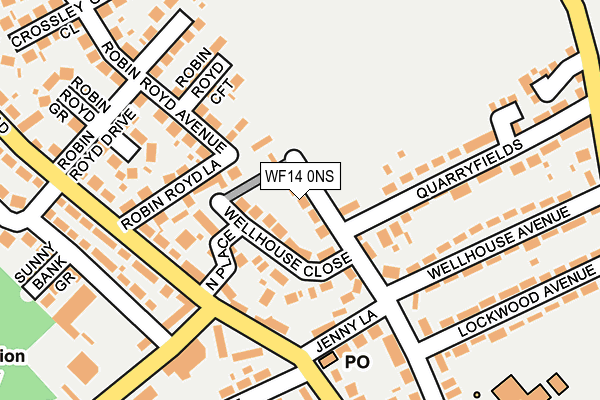 WF14 0NS map - OS OpenMap – Local (Ordnance Survey)