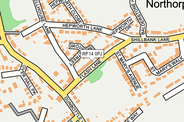 WF14 0PJ map - OS OpenMap – Local (Ordnance Survey)