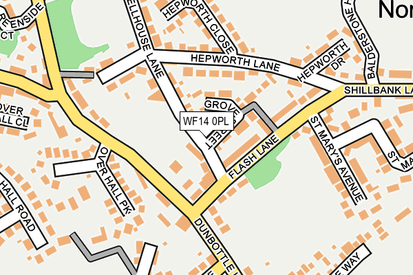 WF14 0PL map - OS OpenMap – Local (Ordnance Survey)