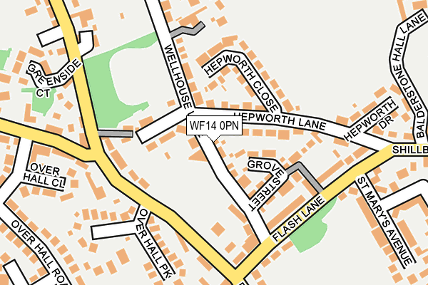 WF14 0PN map - OS OpenMap – Local (Ordnance Survey)