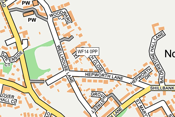 WF14 0PP map - OS OpenMap – Local (Ordnance Survey)