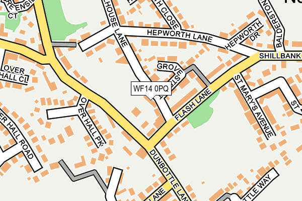 WF14 0PQ map - OS OpenMap – Local (Ordnance Survey)