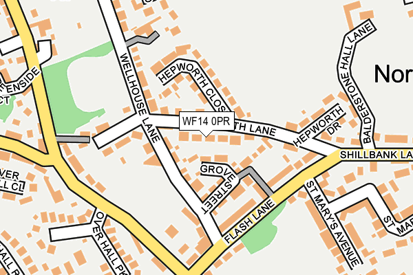 WF14 0PR map - OS OpenMap – Local (Ordnance Survey)