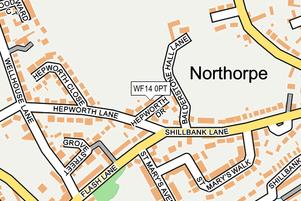 WF14 0PT map - OS OpenMap – Local (Ordnance Survey)