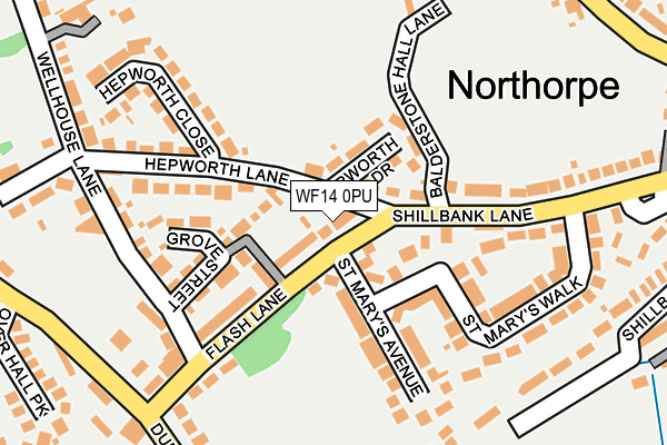 WF14 0PU map - OS OpenMap – Local (Ordnance Survey)