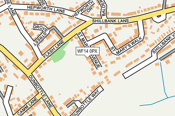 WF14 0PX map - OS OpenMap – Local (Ordnance Survey)