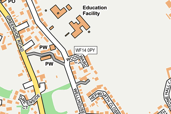WF14 0PY map - OS OpenMap – Local (Ordnance Survey)