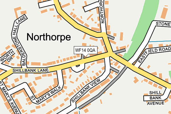 WF14 0QA map - OS OpenMap – Local (Ordnance Survey)