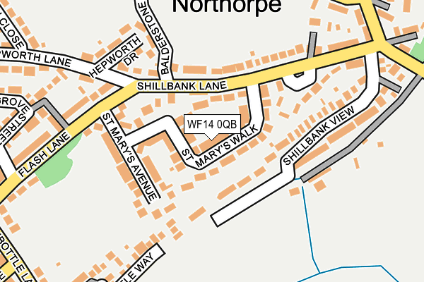 WF14 0QB map - OS OpenMap – Local (Ordnance Survey)