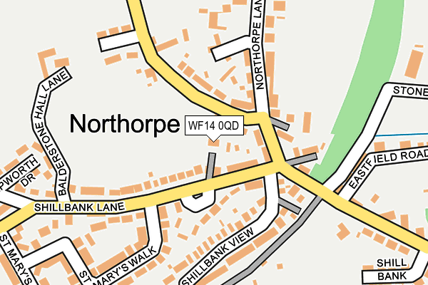 WF14 0QD map - OS OpenMap – Local (Ordnance Survey)