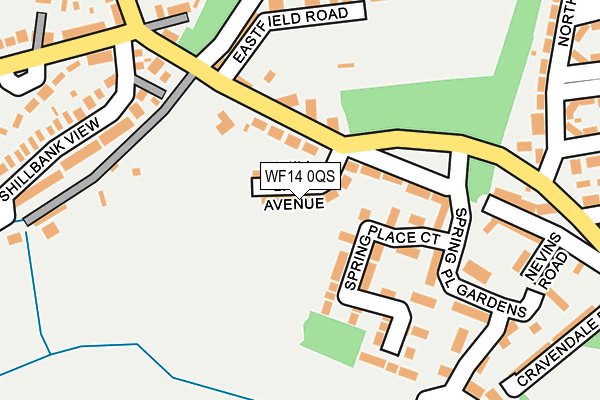 WF14 0QS map - OS OpenMap – Local (Ordnance Survey)