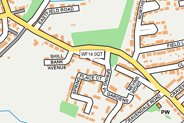WF14 0QT map - OS OpenMap – Local (Ordnance Survey)