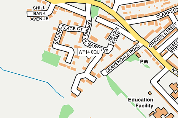 WF14 0QU map - OS OpenMap – Local (Ordnance Survey)